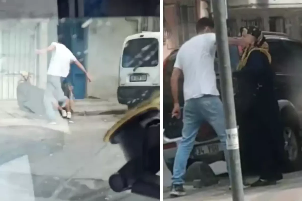 Sultangazi'de sokak ortasında annesini darbetti; çevredekiler izlemekle yetindi