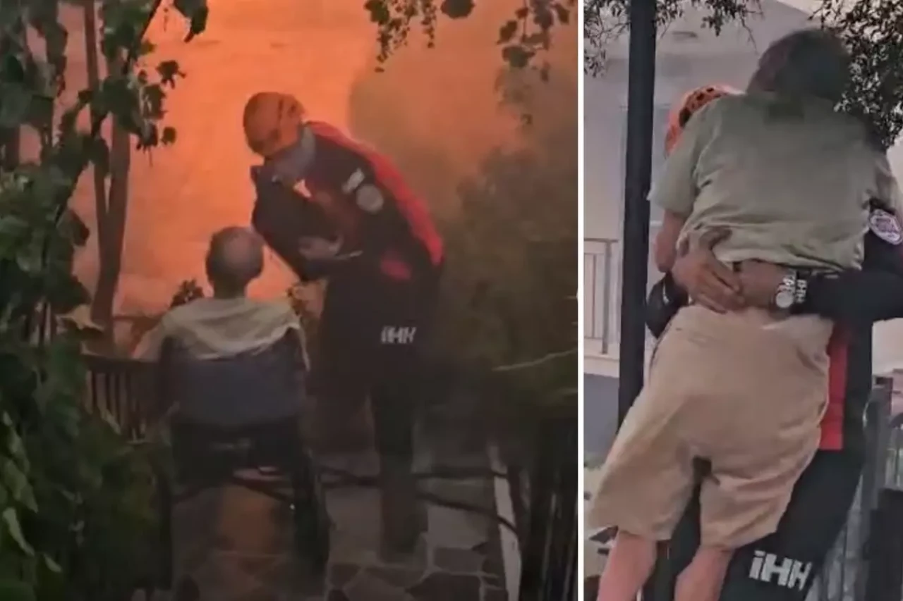 İzmir'deki yangından duygu dolu görüntüler: Mahsur kalanları ekipler böyle kurtardı