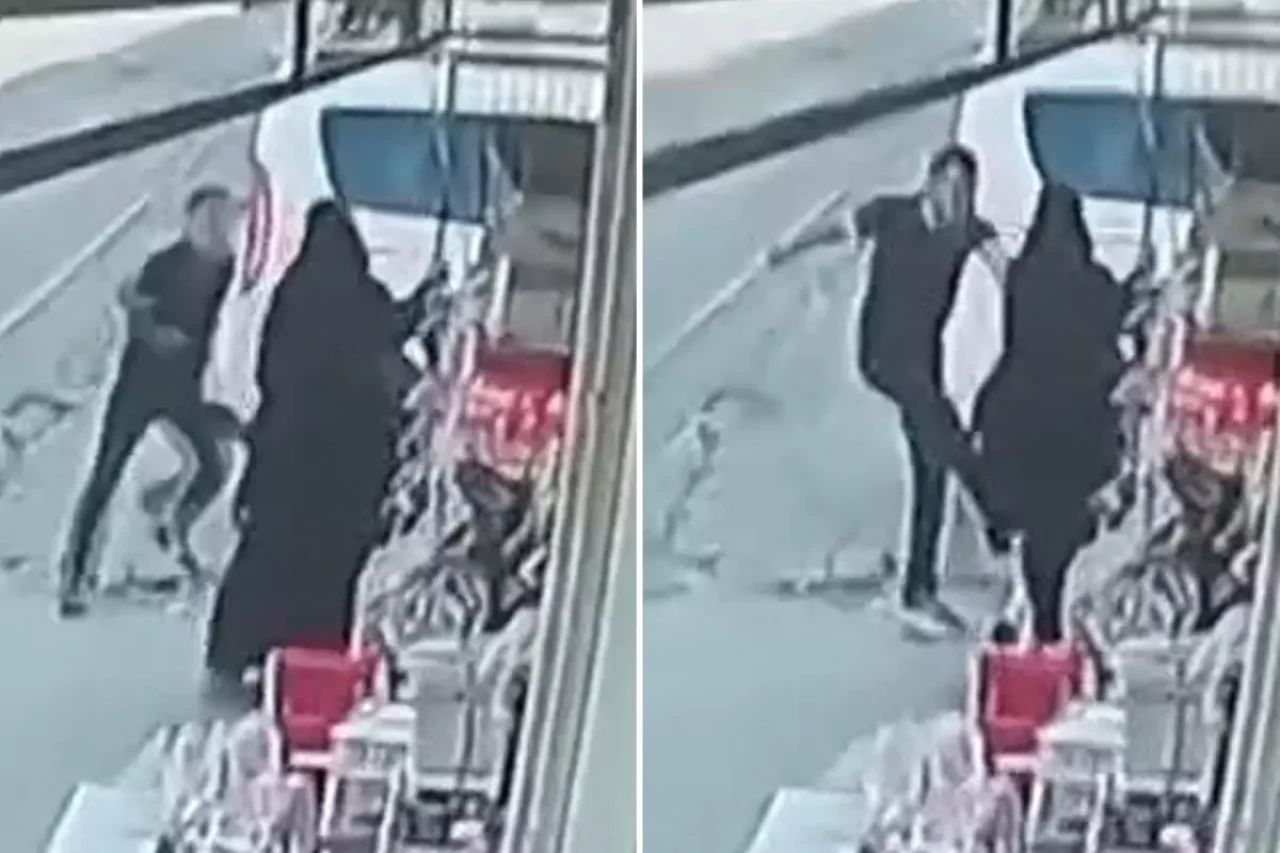Sokak ortasında eşine tekme ve yumrukla saldırdı