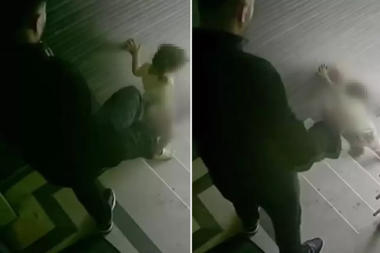 Öz evladına merdivenlerde tekme atan sözde baba gözaltına alındı