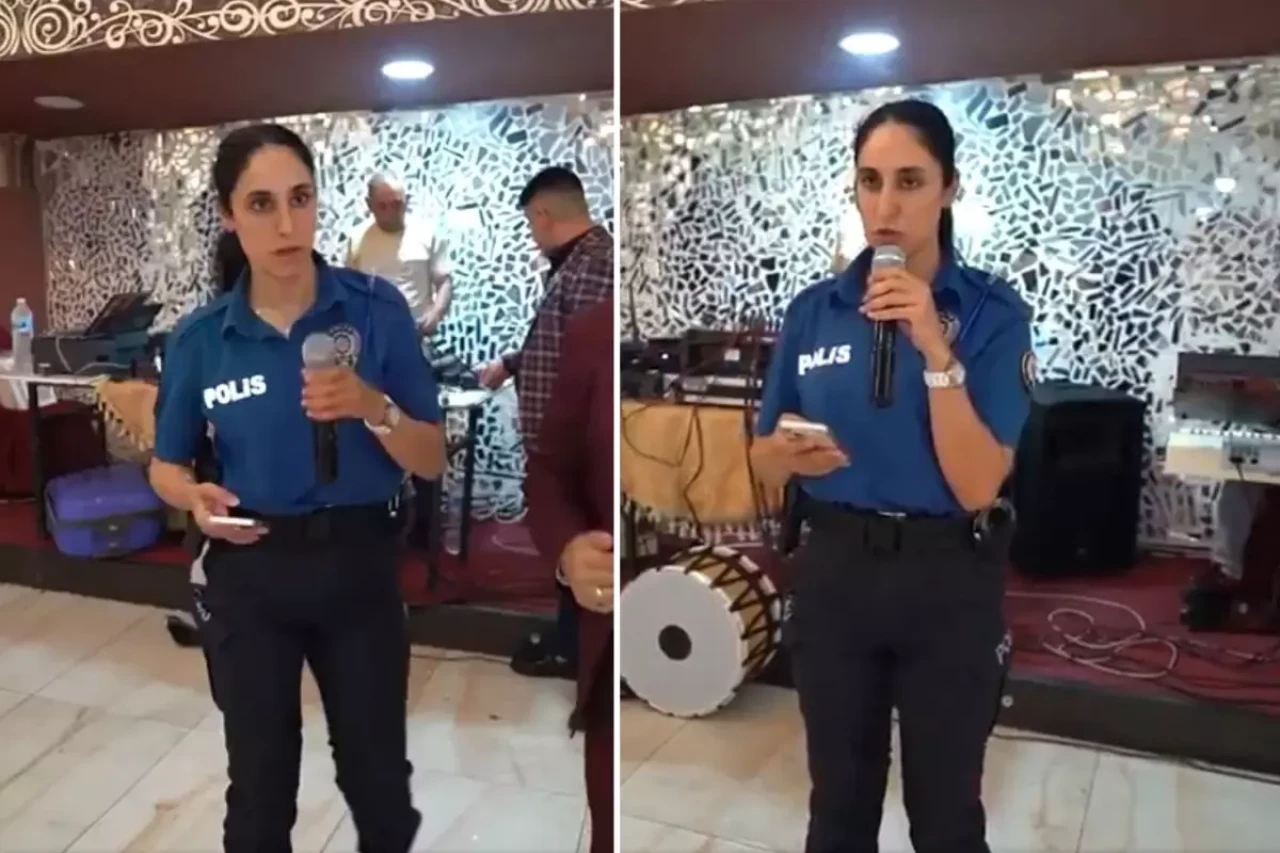 Polis memuru Suriyelilerin düğününde! İşte sahneye çıkıp yaptığı anons