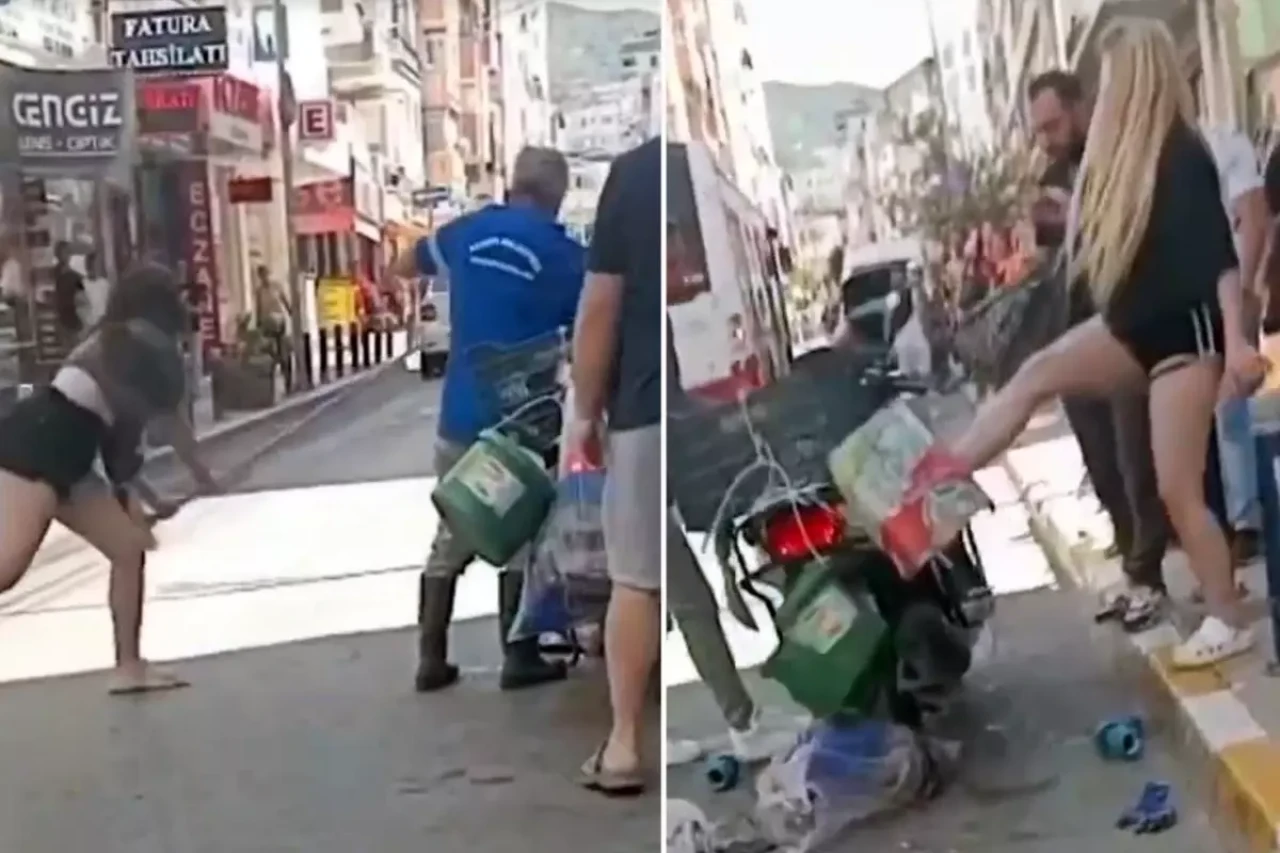 Genç kızlar terör estirdi! Belediye çalışanını sokak ortasında fırçayla dövdüler