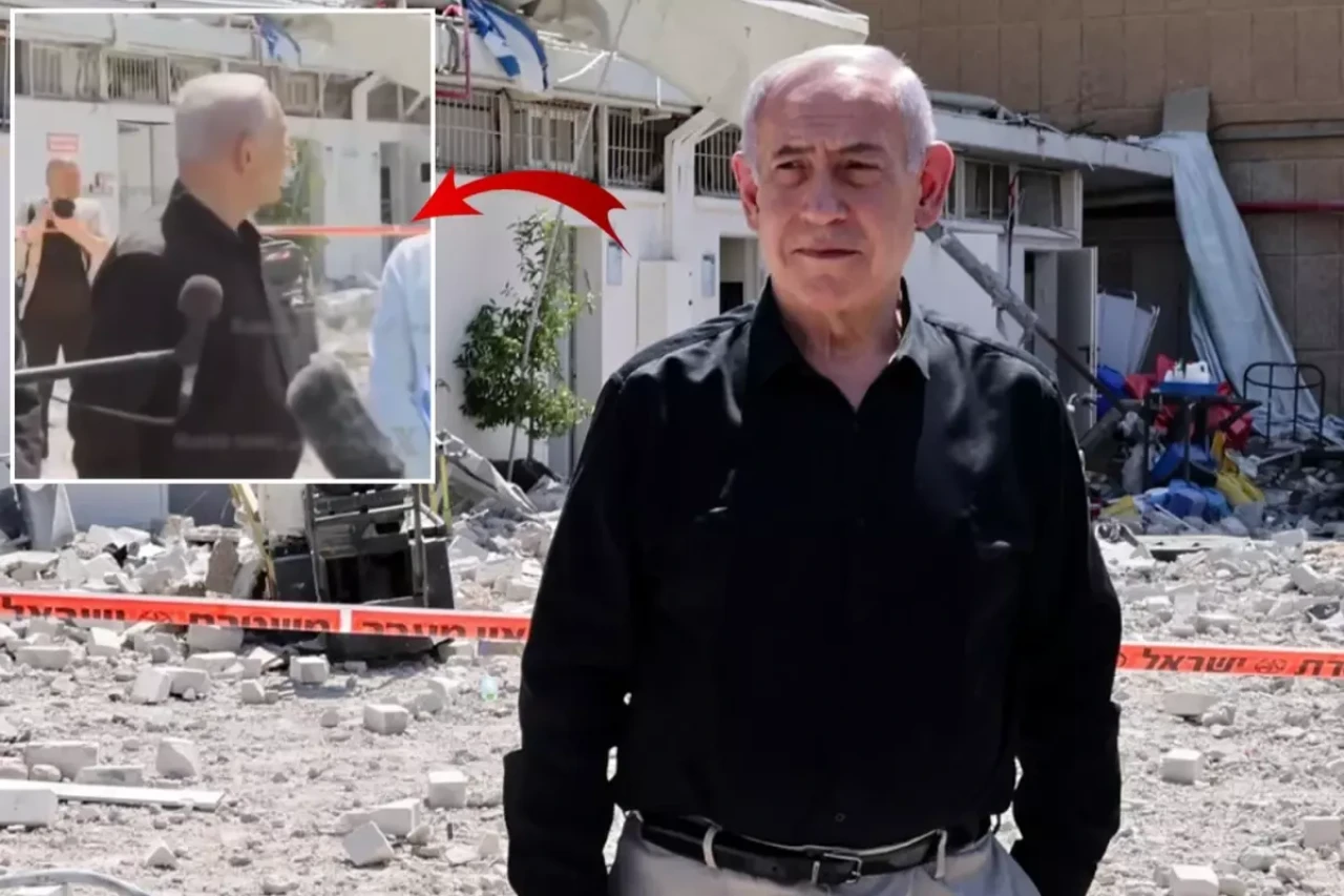 Netanyahu canlı yayında konuşurken bina çöktü