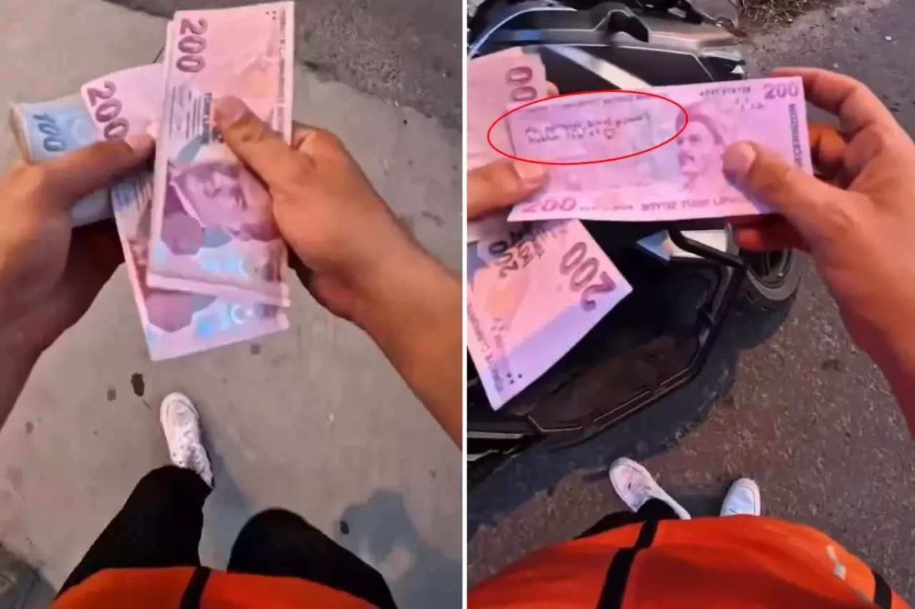 Öğrenci evine sipariş götüren kurye, paranın üzerine yazılan nota öfkelendi