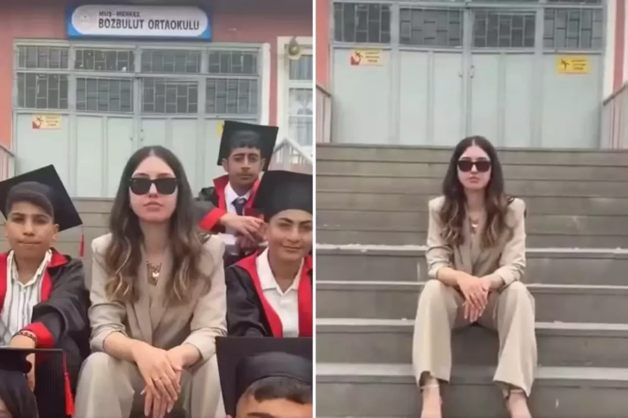 Mezuniyet akımına katılan öğretmenin seçtiği müzik tartışma yarattı