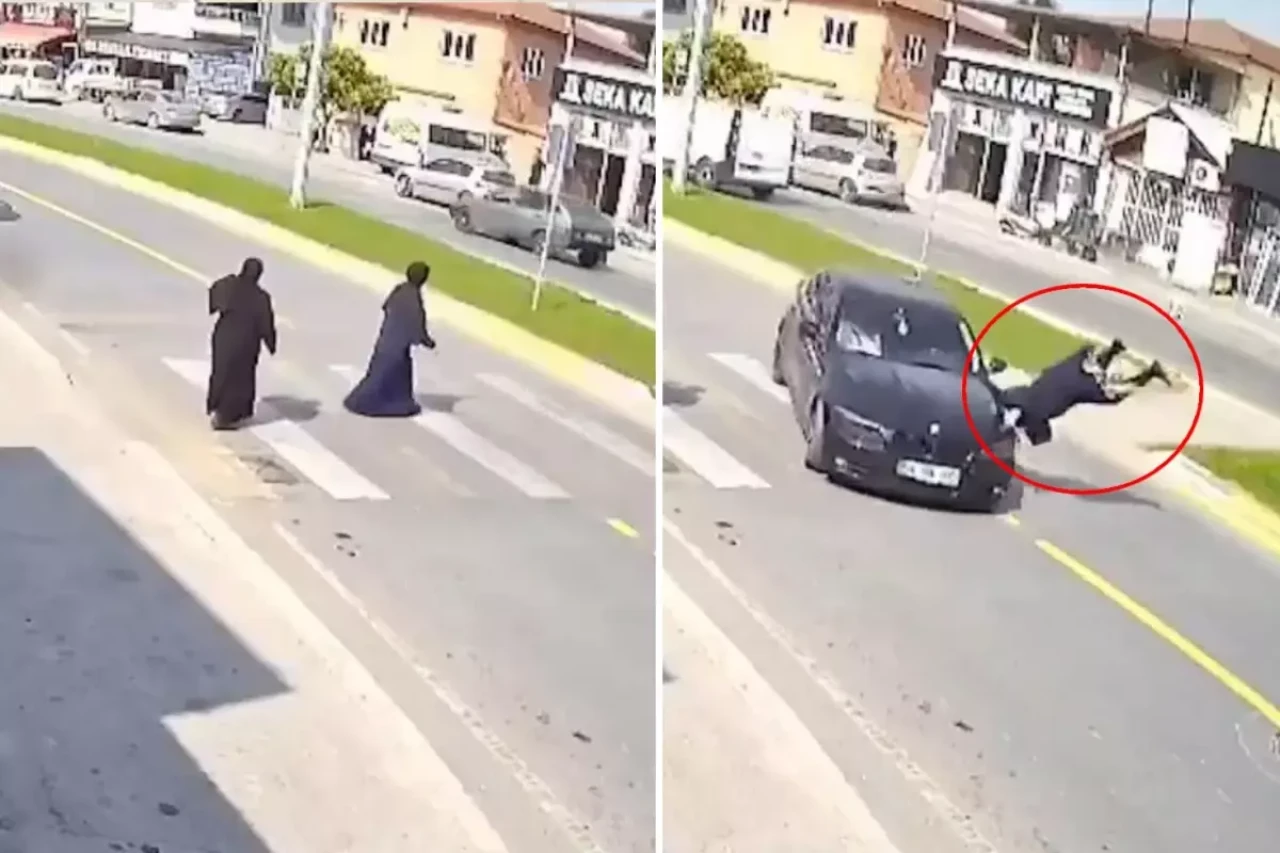 Karşıdan karşıya geçmeye çalışan kadın, hayatını şokunu yaşadı