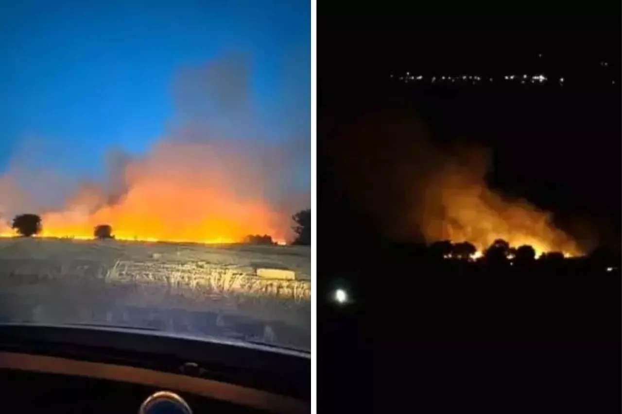 Çanakkale'de tarım arazisinde yangın! Alevler gökyüzüne yükseldi