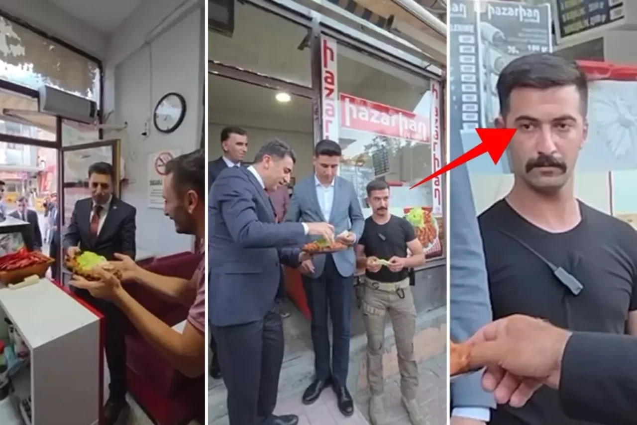 Tunceli Valisi Aygöl'ün esnaf ziyaretine damga vuran an! Korumanın bakışı...