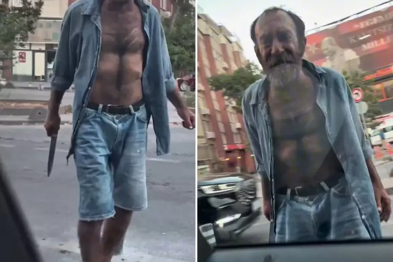 İstanbul'da elinde bıçakla yoldan geçen araca böyle saldırdı