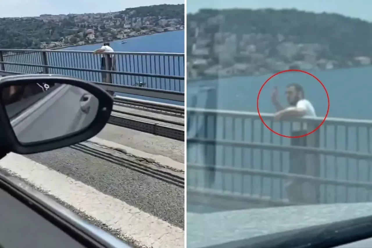 Köprüye çıkan şahıs, el salladıktan sonra kendini boşluğa bıraktı