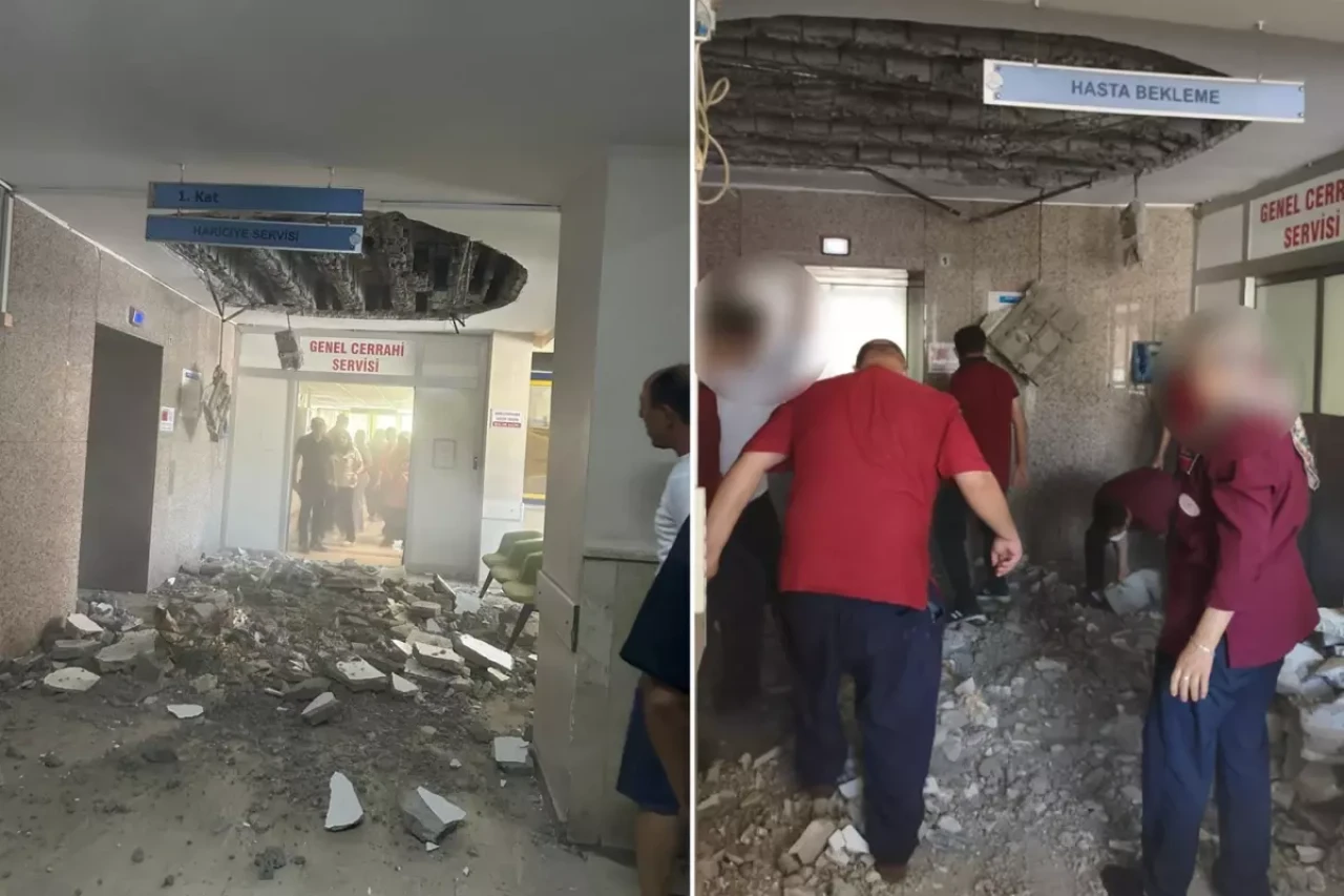 Denizli Devlet Hastanesi'nin tavanı çöktü