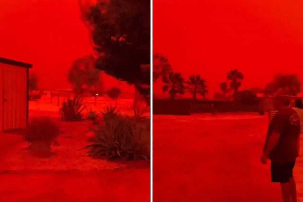 Görüntüler korkunç! Gökyüzü bir anda kırmızıya boyandı