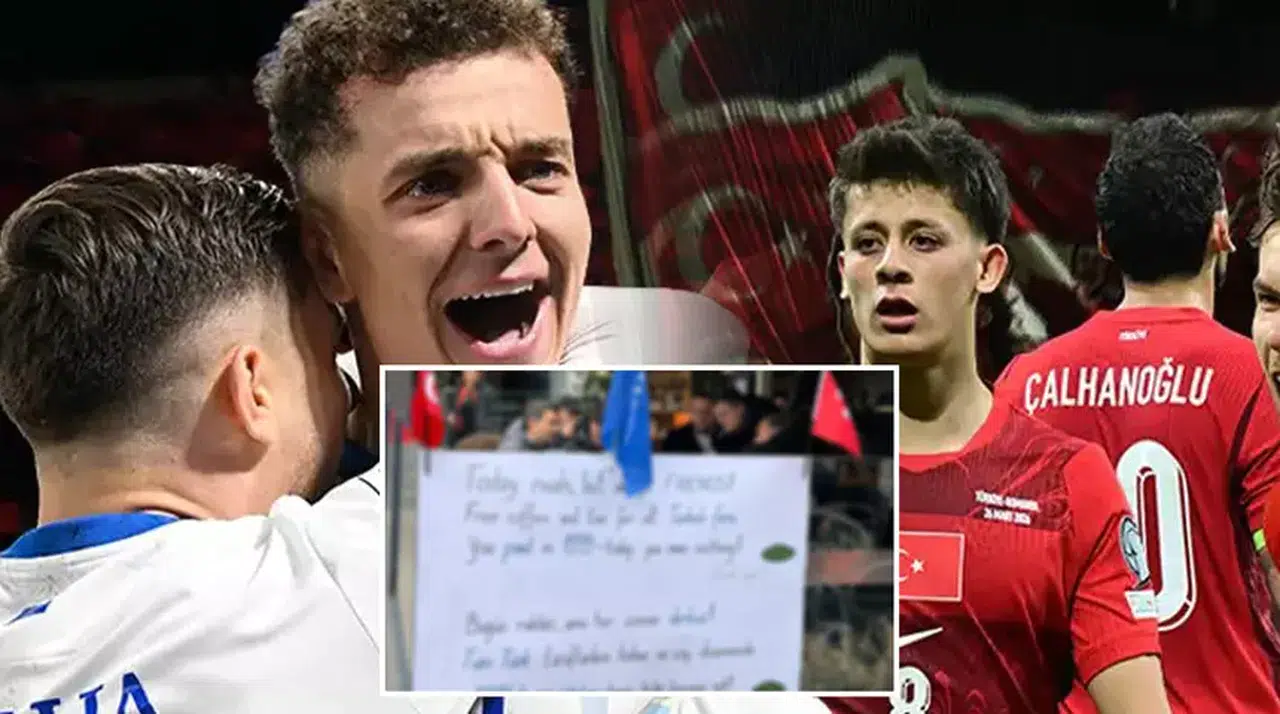 Kosova'da Türk taraftarlar için asılan yazı gündem oldu