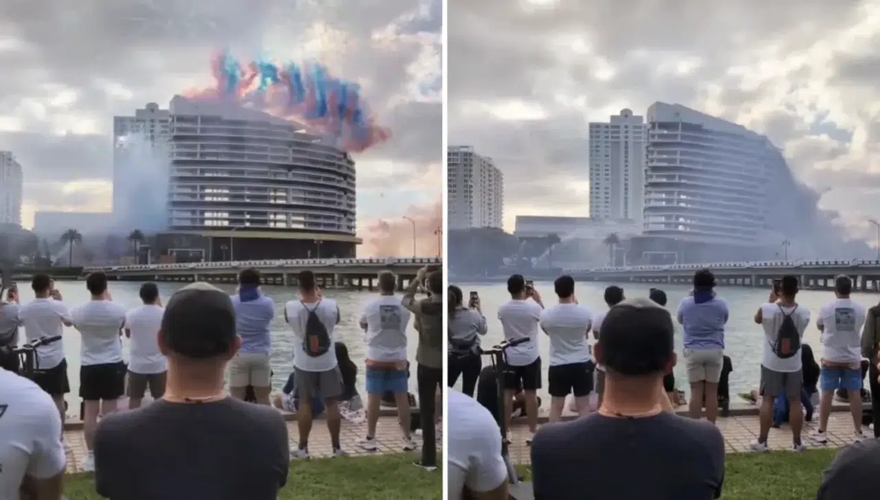 25 yıllık bina saniyeler içinde yerle bir oldu