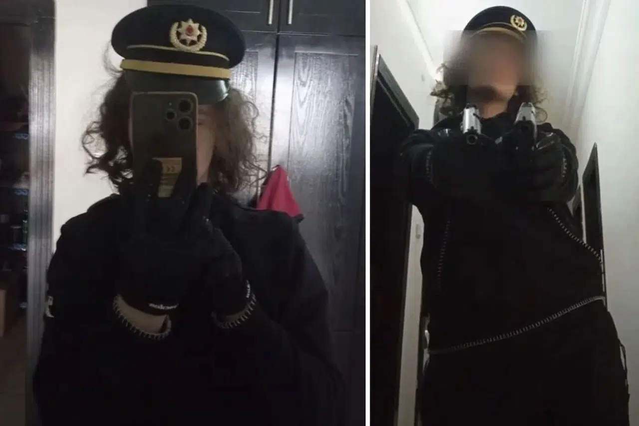 Okul saldırganının polis şapkası ve silahlarla fotoğrafları ortaya çıktı