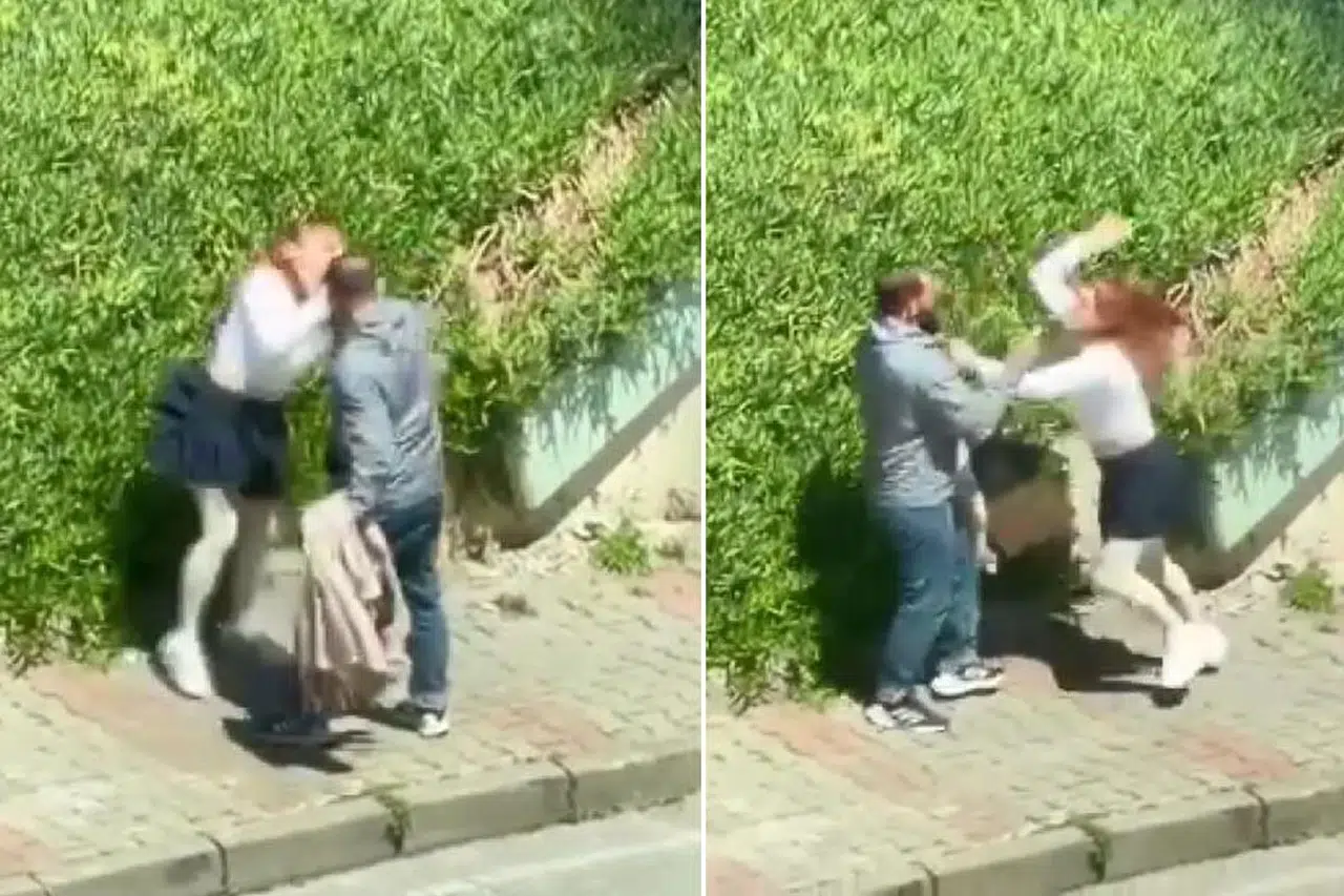 Tartıştığı kadını sokak ortasında yumrukladı, müdahale edenlere tepki gösterdi