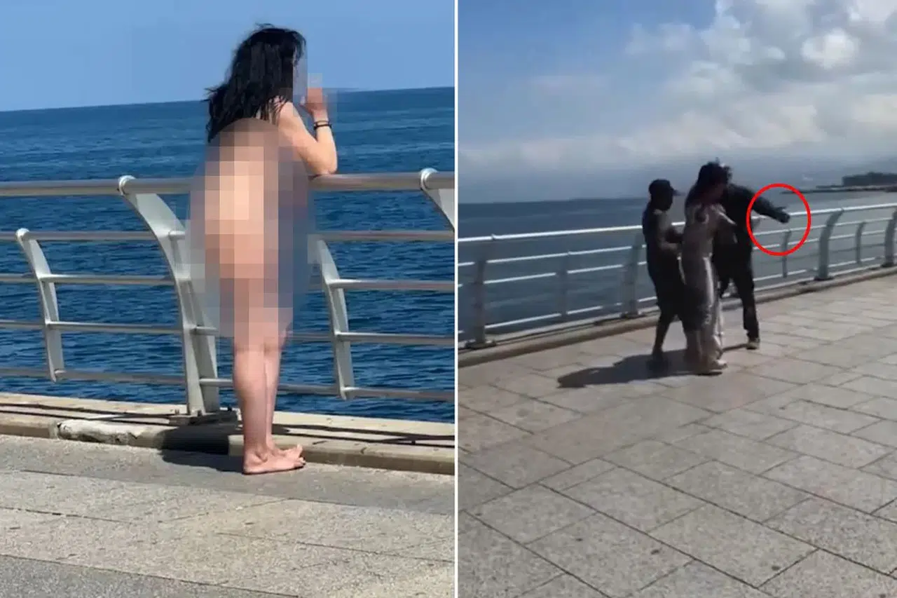 Sahilde çıplak dolaşan kadına saldırı: O anlar kameraya yansıdı