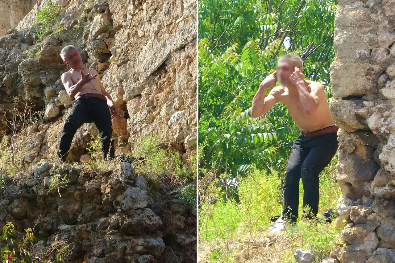 Antalya’da anıttan sonra surlara çıkan kişi çorbayla ikna edildi