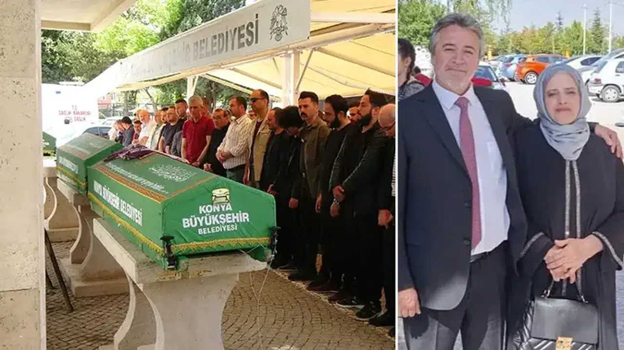 Konya’da oğulları tarafından öldürülen veteriner çift defnedildi