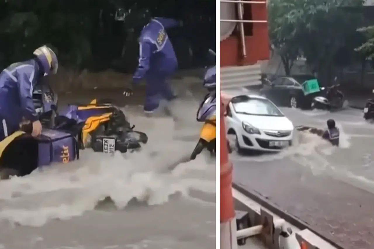 Motokuryeler sel sularına kapıldı