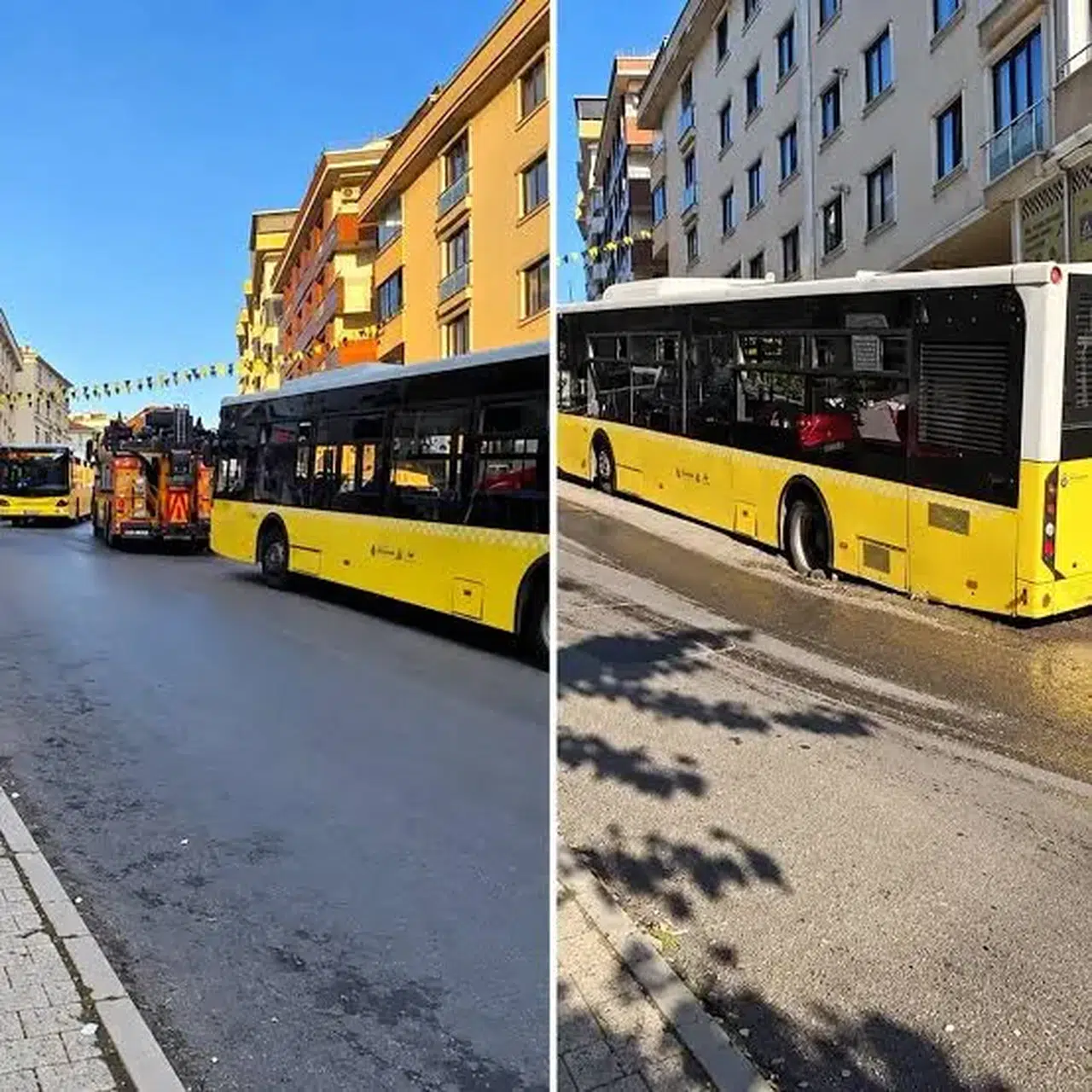 **Maltepe'de Yol Çökmesi İETT Otobüsünü Yere Serdi**