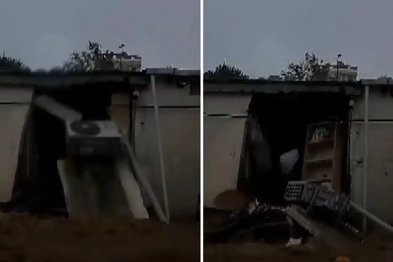 Ayazağa'da sel suları iş yerinin duvarını yıktı: O anlar kameraya yansıdı