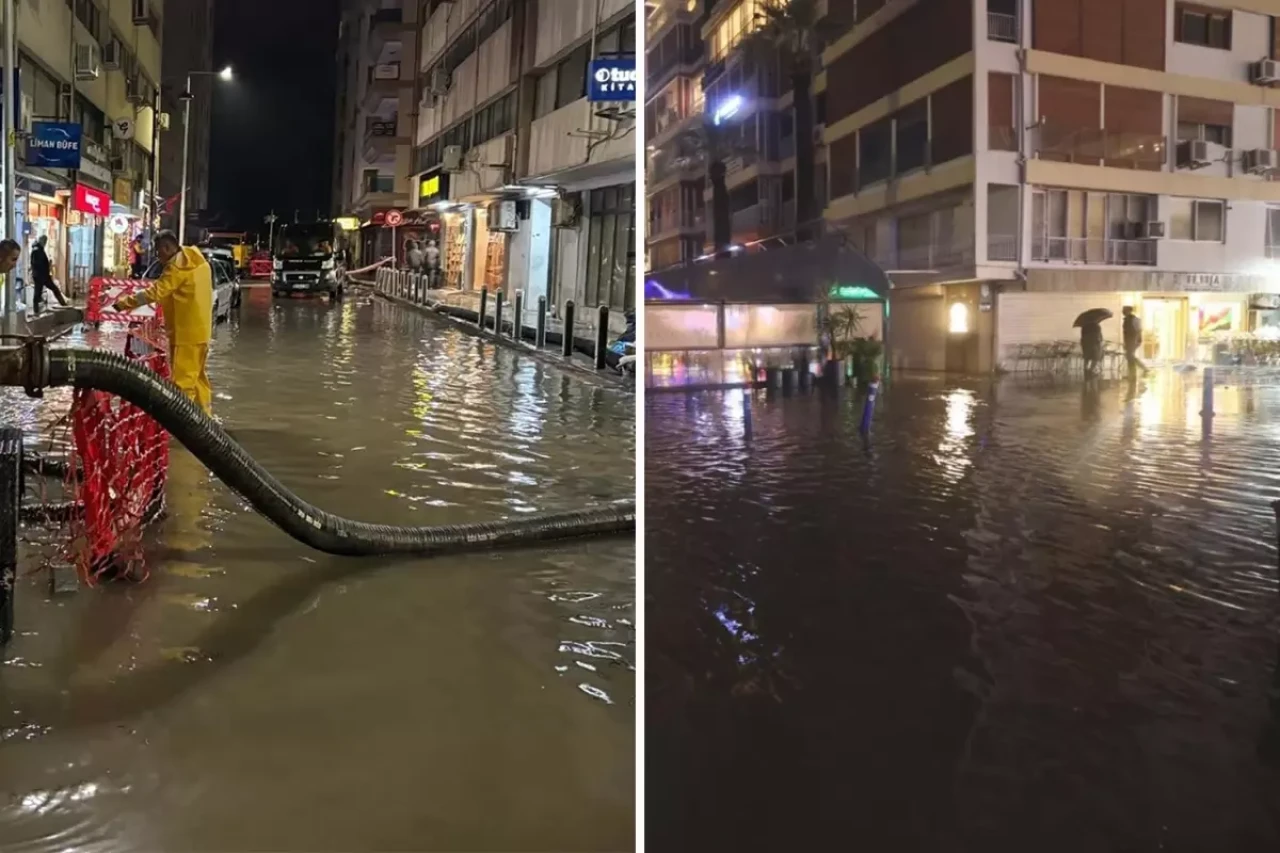 İzmir’de sağanak yağış: Cadde ve sokaklar sular altında kaldı