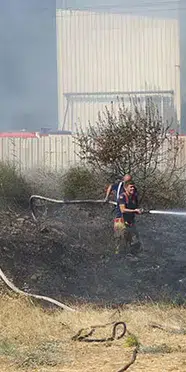 Manisa'da otluk alanda yangın: Kağıt fabrikasına sıçradı
