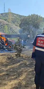 Isparta'da besihane yangını: 4 bin saman balyası yandı