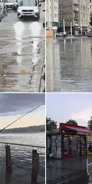 İstanbul'da sağanak başladı: Yollar göle döndü