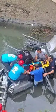 Aydın’da otomobil su kanalına uçtu: 2 kişi yaralandı