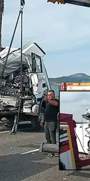 Manisa'da feci kaza: Tur otobüsü ile tır çarpıştı