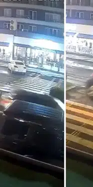 Çorlu'da otomobil, park halindeki araca çarpıp takla attı!