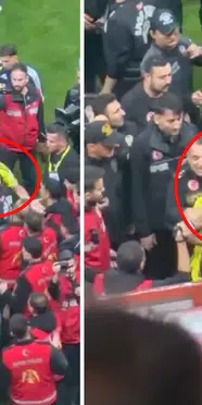 Derbi sonrası Mert Hakan Yandaş ile polis arasında gerginlik! O anlar gündem oldu