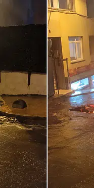 Beyoğlu'nda sağanak sırasında elektrik kabloları alev aldı