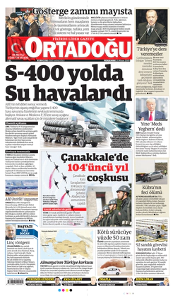 Ortadogugazetesi.com - 25.04.2019 Manşeti