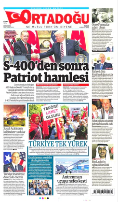 Ortadogugazetesi.com - 15.09.2019 Manşeti