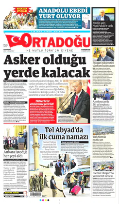 Ortadogugazetesi.com - 19.10.2019 Manşeti