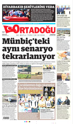 Ortadogugazetesi.com - 14.09.2019 Manşeti
