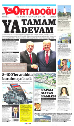 Ortadogugazetesi.com - 21.09.2019 Manşeti