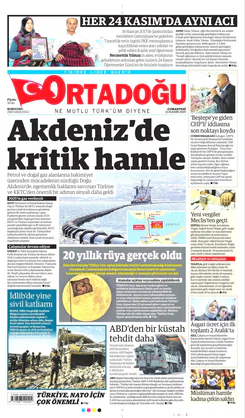 Ortadogugazetesi.com - 23.11.2019 Manşeti