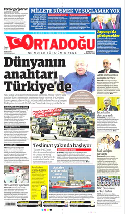 Ortadogugazetesi.com - 26.06.2019 Manşeti
