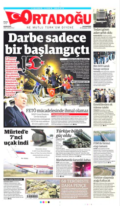 Ortadogugazetesi.com - 15.07.2019 Manşeti