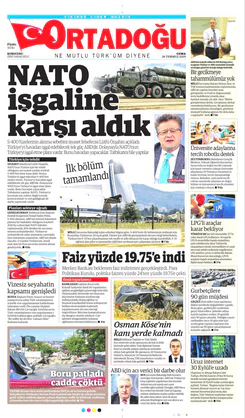 Ortadogugazetesi.com - 26.07.2019 Manşeti