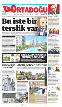Ortadogugazetesi.com - 29.07.2019 Manşeti