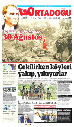 Ortadogugazetesi.com - 30.08.2019 Manşeti