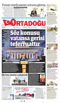 Ortadogugazetesi.com - 03.09.2019 Manşeti