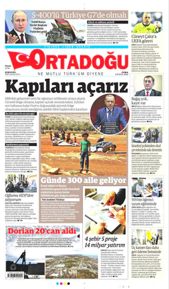 Ortadogugazetesi.com - 06.09.2019 Manşeti
