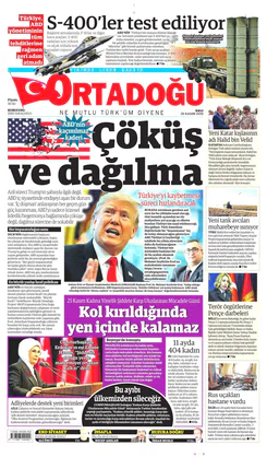 Ortadogugazetesi.com - 26.11.2019 Manşeti