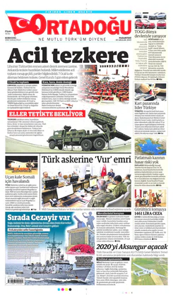 Ortadogugazetesi.com - 30.12.2019 Manşeti